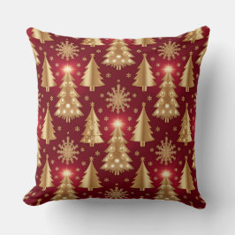 Elegant Burgundy & Gold Christmas Pillow – Luxury  Kudde