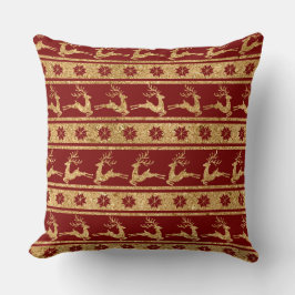 Elegant Burgundy & Gold Christmas Pillow – Luxury  Kudde