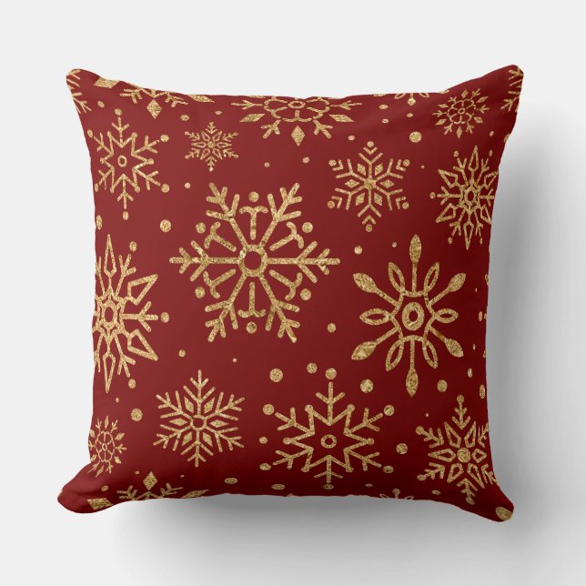 Elegant Burgundy & Gold Christmas Pillow – Luxury  Kudde (Framsida)