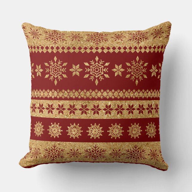 Elegant Burgundy & Gold Christmas Pillow – Luxury  Kudde (Framsida)