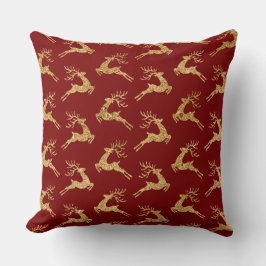 Elegant Burgundy & Gold Christmas Pillow – Luxury  Kudde