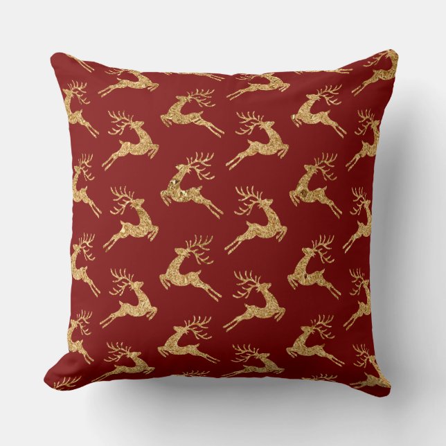Elegant Burgundy & Gold Christmas Pillow – Luxury  Kudde (Framsida)