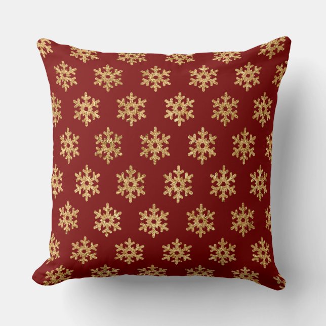 Elegant Burgundy & Gold Christmas Pillow – Luxury  Kudde (Framsida)