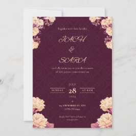Elegant Burgundy & Gold Floral Wedding Invitation Inbjudningar