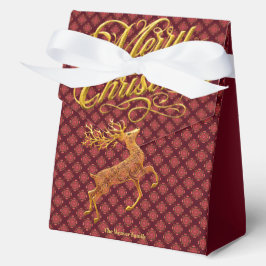 Elegant Burgundy & Gold Reindeer Merry Christmas  Presentaskar