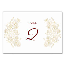 Elegant Burgundy & Golden Ro Bord Card Bordsnummer