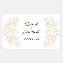 Elegant Burgundy & Golden Ro Sticker Rektangulärt Klistermärke