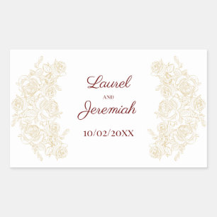 Elegant Burgundy & Golden Ro Sticker Rektangulärt Klistermärke