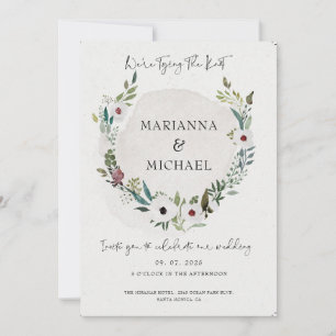 Elegant Burgundy Greenery Thin Script Bröllop