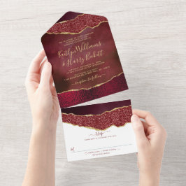 Elegant Burgundy & Guld Agate Bröllop