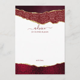 Elegant Burgundy & Guld Agate Bröllop Rådkort