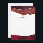 Elegant Burgundy & Guld Agate Bröllop Rådkort<br><div class="desc">Fira i stil med dessa moderna och trendig rådgivningskort. Utformningen har en vattenfärgsburgundi och guld glitter agate-bakgrund med motsvarande handskrivna skriptteckensnittsformulering. De här korten gör det möjligt för gästerna att skriva ett meddelande om råd till dig för behålla och att på flera år läsa över till komen. Ordalydelsen är lätt...</div>