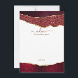 Elegant Burgundy & Guld Agate Bröllop Rådkort<br><div class="desc">Fira i stil med dessa moderna och trendig rådgivningskort. Utformningen har en vattenfärgsburgundi och guld glitter agate-bakgrund med motsvarande handskrivna skriptteckensnittsformulering. De här korten gör det möjligt för gästerna att skriva ett meddelande om råd till dig för behålla och att på flera år läsa över till komen. Ordalydelsen är lätt...</div>