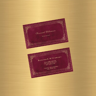 Elegant Burgundy Guld Anpassade Visitkort