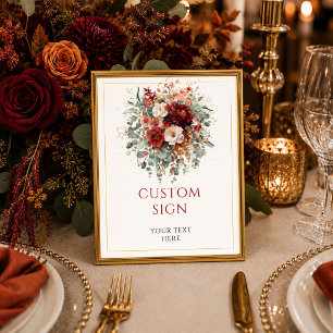 Elegant Burgundy Guld Blommig Höst special 8x10 Poster