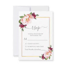 Elegant Burgundy Guld Blommigt Bröllop