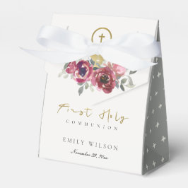 ELEGANT BURGUNDY GULD BLOMMIGT  FÖRSTA HELIGAN GEM PRESENTASKAR