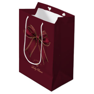 Elegant Burgundy Guld Bow Luxury Baby Shower