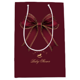 Elegant Burgundy Guld Bow Luxury Baby Shower