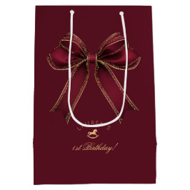 Elegant Burgundy Guld Bow Luxury Birthday