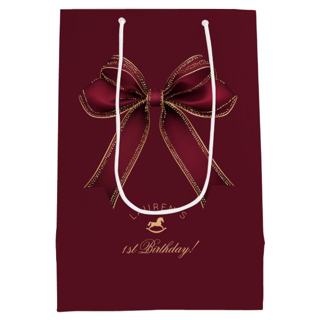 Elegant Burgundy Guld Bow Luxury Birthday (Baksidan)