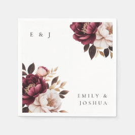 Elegant Burgundy Guld Bröllop Pappersservett