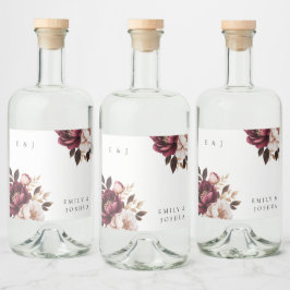 Elegant Burgundy Guld Bröllop Spritflaskor Etikett