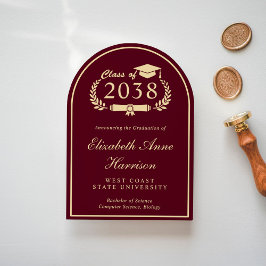 Elegant Burgundy Guld College Graduation Party Inbjudningar