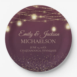 Elegant Burgundy Guld Glitter String Light Bröllop