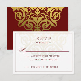 Elegant Burgundy Guld Mandala indisk Bröllop OSA