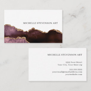 Elegant Burgundy Guld Marble Agate Abstrakt Visitkort