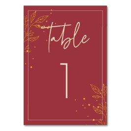 Elegant Burgundy & Guld Modern Bröllop Bordsnummer