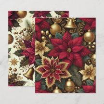 Elegant Burgundy & Guld Poinsettia Scrapbook Pappe