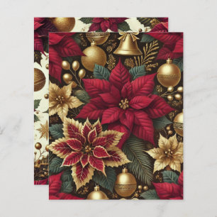 Elegant Burgundy & Guld Poinsettia Scrapbook Pappe