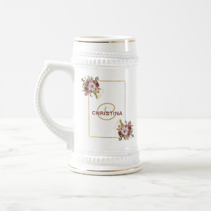 Elegant Burgundy Guld Rosa Blommigt Bridesmaid Sejdel