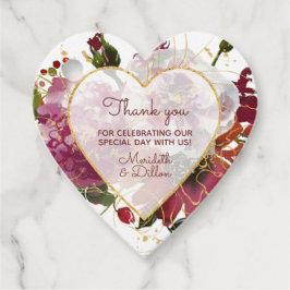 Elegant Burgundy Guld Rosa Blommigt Modern Gåvor Etiketter