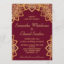 Elegant Burgundy Guld Rustic bröllopsinbjudan Inbjudningar