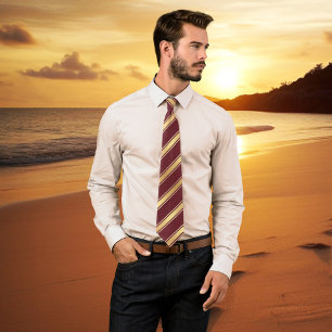 Elegant Burgundy Guld Stripe Bröllop Groom Tie Slips
