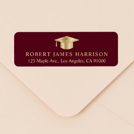 Elegant Burgundy Guld Studenten Returadress Returadress Etikett