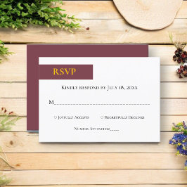 Elegant Burgundy Guld Typography Classy Bröllop OSA Kort