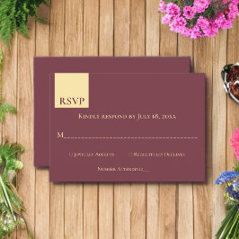 Elegant Burgundy Guld Typography Luxury Bröllop OSA Kort