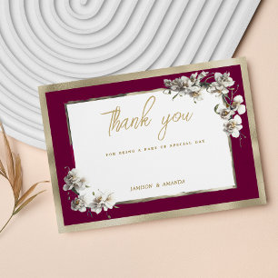 Elegant burgundy guld vit orchid Tack Inbjudningar