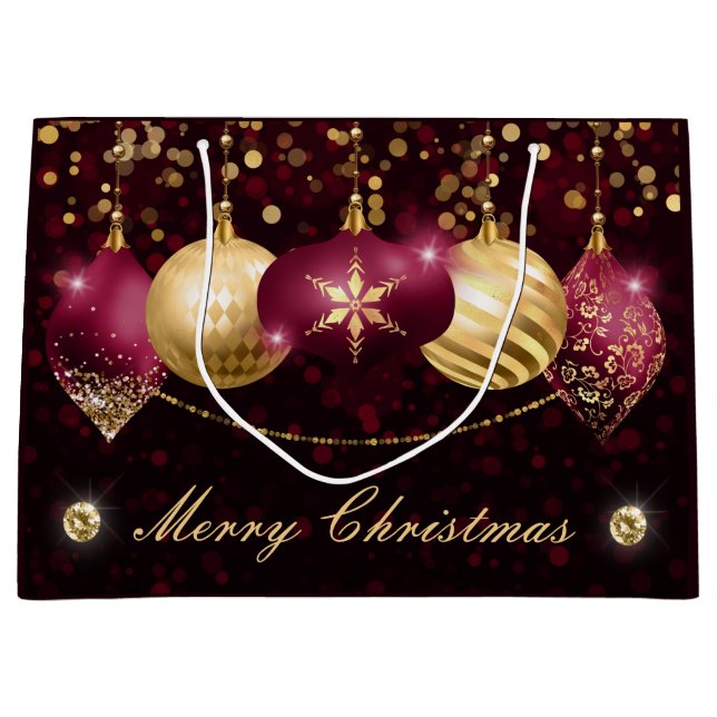 Elegant Burgundy & Guld Winter Baubles jul (Framsidan)