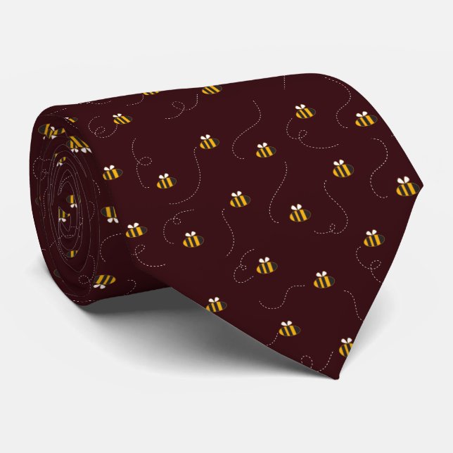 Elegant Burgundy Gult Bee Seamless Mönster Slips (Rullad)