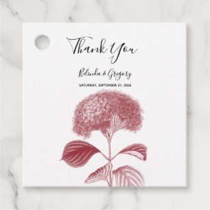 Elegant Burgundy Hydrangea Bröllop Gift Gåvor Etiketter