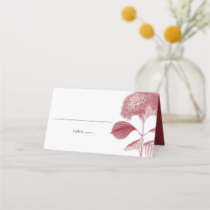 Elegant Burgundy Hydrangea Bröllop-platskort Placeringskort