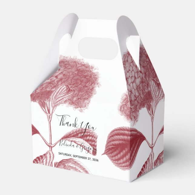 Elegant Burgundy Hydrangea Bröllop Presentaskar (Framsidan Sidan)