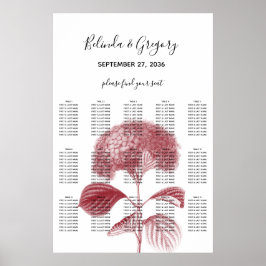 Elegant Burgundy Hydrangea Bröllop Sittdiagram Poster
