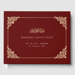 Elegant Burgundy Islamic Muslim Bröllop Gästböcker