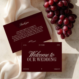 Elegant Burgundy & Ivory Wedding Welcome Card Inbjudningar